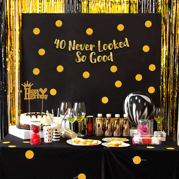 40 Never Looked So Good Gold Glitter Banner - 40th Anniversary and Birthday Party Decorations