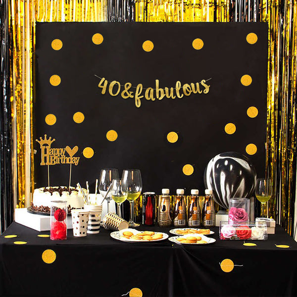 40 & Fabulous Gold Glitter Banner