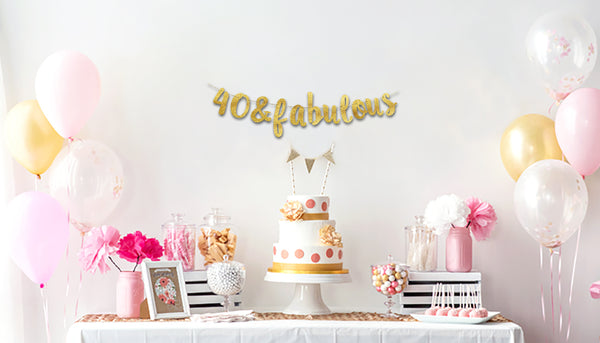 40 & Fabulous Gold Glitter Banner