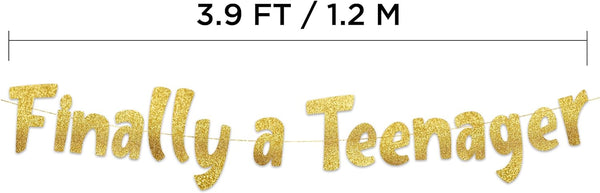 Finally a Teenager Gold Glitter Banner