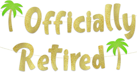 Officially Retired Gold Glitter Banner