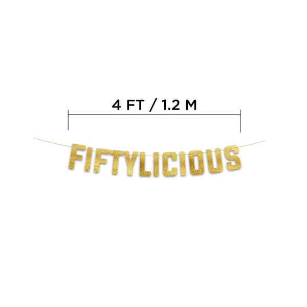 Fiftylicious Gold Glitter Banner
