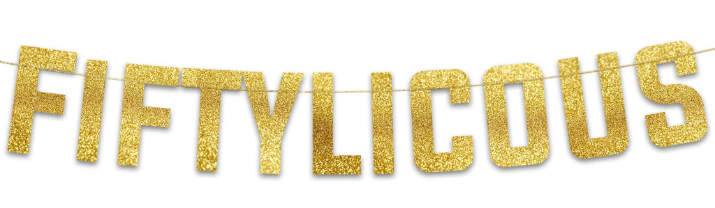 Fiftylicious Gold Glitter Banner
