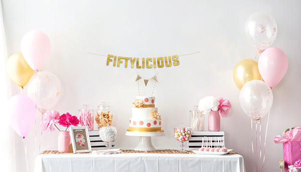 Fiftylicious Gold Glitter Banner