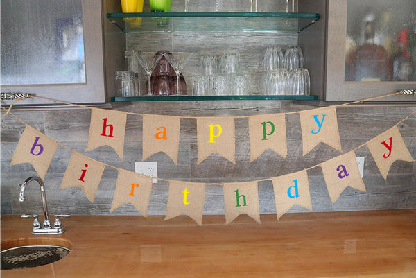 Happy Birthday Burlap Banner