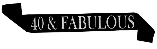“40 & Fabulous" Black Glitter Sash