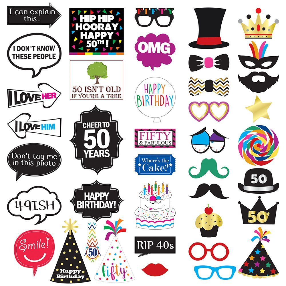 Cheers to Years™ 50th Birthday Photo Booth Party Props