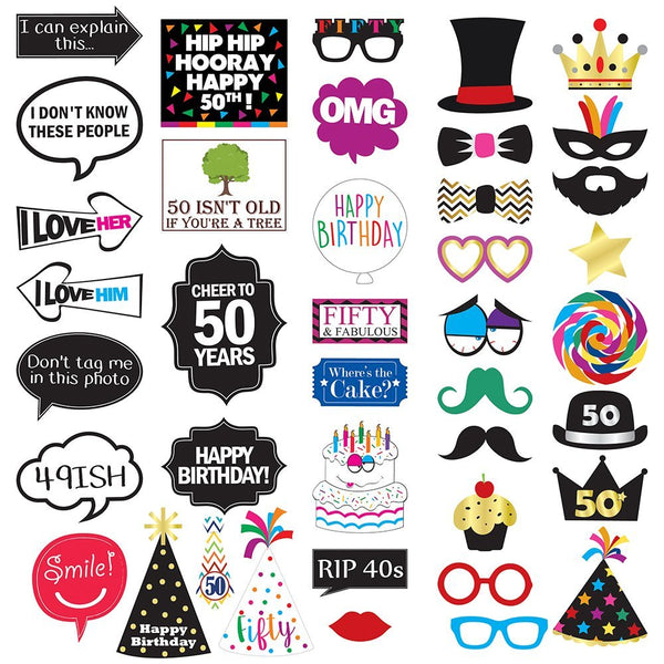 Cheers to Years™ 50th Birthday Photo Booth Party Props