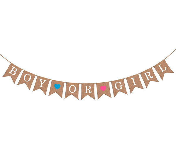 Gender Reveal Burlap Banner