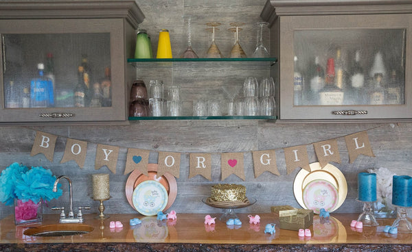 Gender Reveal Burlap Banner