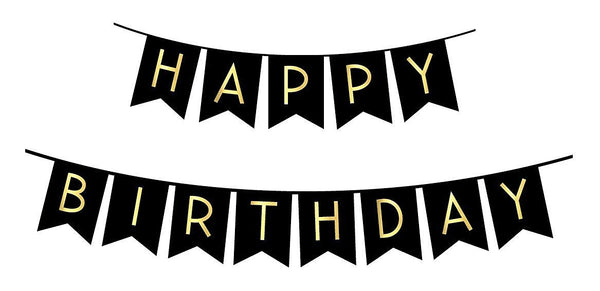 Black Happy Birthday Bunting Banner