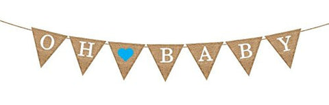 Oh Boy™ "Oh Baby" Blue Burlap Banner