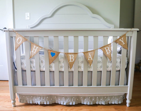 Oh Boy™ "Oh Baby" Blue Burlap Banner