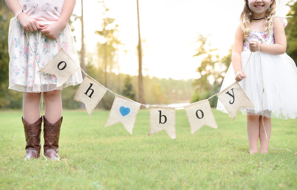 Oh Boy Burlap Banner