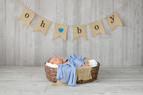 Oh Boy Burlap Banner
