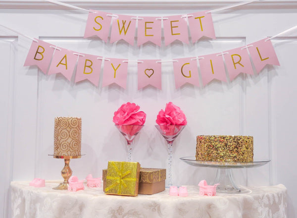 Girl Baby Shower Banner - "Sweet Baby Girl"