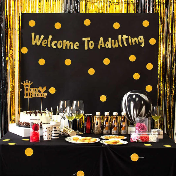 Welcome To Adulting Gold Glitter Banner