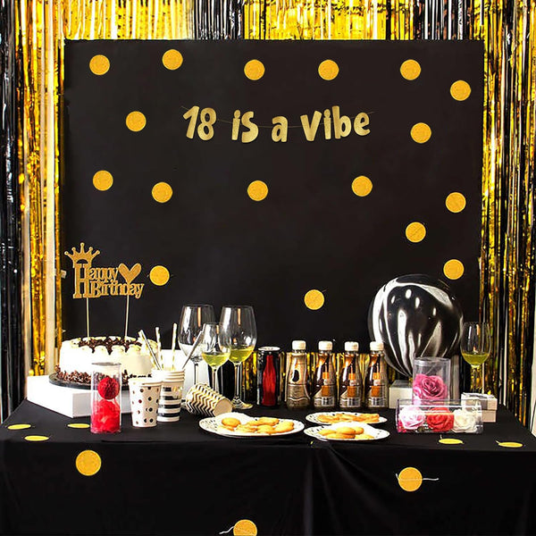 18 is a Vibe Gold Glitter Banner