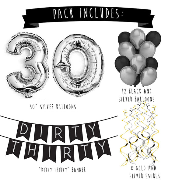 Dirty Thirty - 30th Birthday Party Pack