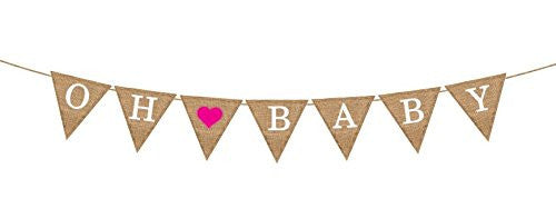 "Oh Baby" Girl Burlap Banner - Baby Shower Decorations - Gender Reveal Baby Announcement