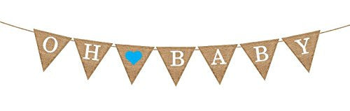 Oh Boy™ "Oh Baby" Blue Burlap Banner